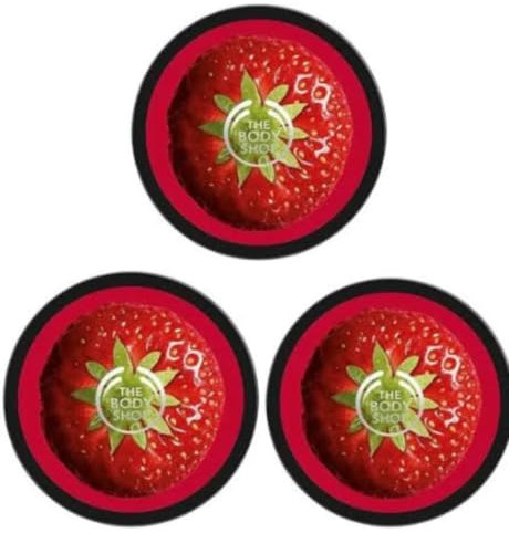 The Body Shop Strawberry Body Butter – 3×50ml Travel Set | 96hr Moisture | Vegan & Cruelty-Free | With Strawberry Seed Oil & Fair Trade Shea | Non-Greasy Fruity Glow