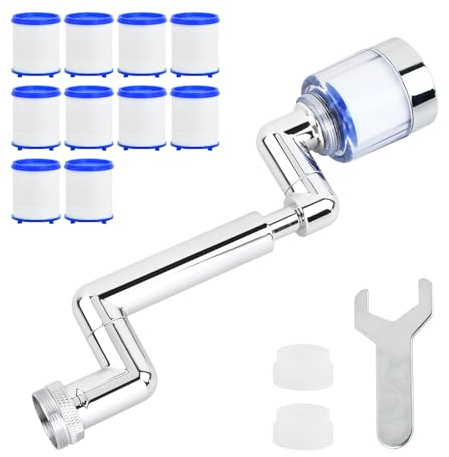 Culinavog Bad Wasserhahn Aufsatz, Rotierender Wasserhahn Verlängerung, Wassersparender Strahlregler Mit zwei Strahlarten, Wassersparender Siebstrahlregler Mit Adapter Für Kinder Küche Badezimmer