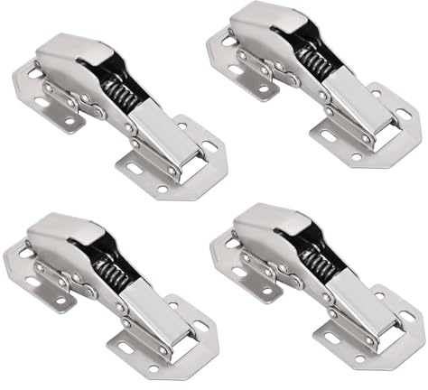 BADALU 4-Pack Hidden Hinges for Cabinet Doors Frameless, Concealed Cabinet Hinges, 90 Degree Surface Mount Hinges 4.2 in (No Cup Grooving)