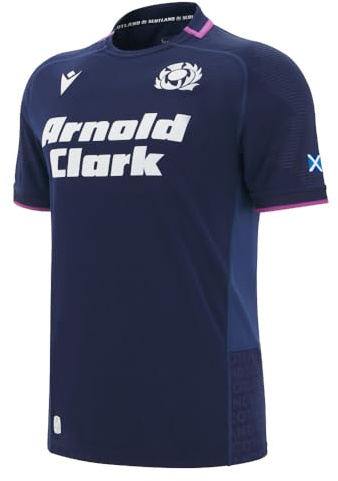 Macron Scotland SRU 2025/26 Mens Rugby Shirt - Home/Away (UK, Alpha, XXL, Regular, Regular, Blue - Home)