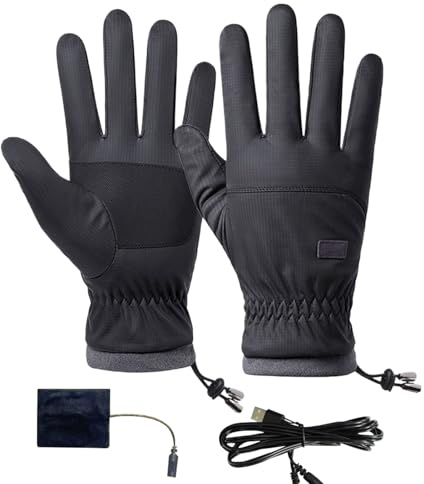 Heated Gloves - Polyester USB Windproof Electric Mittens for Ergonomic Comfort, Fast Heating Design with Non-Slip Grip, Outdoor Hand Warmers for Winter Sports Snowboarding Hiking Sledding Cycling