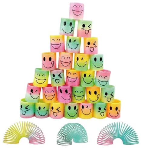 30 Piezas De Gadgets Para Cumpleaños Infantiles, Muelles Para Niños, Regalitos Para Fiestas De Cumpleaños Infantiles, Mini Muelles Smiley, Muelles Mágicos Arcoíris Para Niños