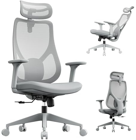 SENSE7 Gamingstuhl Bürostuhl ergonomisch verstellbar Grau Büro bis 150 kg | Homeoffice und Gaming, Schreibtischsessel, Drehstuhl, Computerarbeitsplatz, für Erwachsene, für tägliche Nutzung
