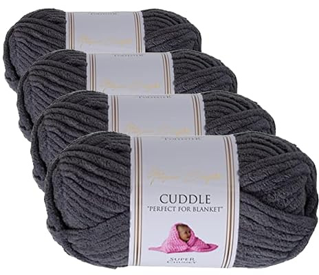 Utopia Crafts Ovillo Lana de Chenilla Gruesa Para Crochet y Tejer a Mano Steel Grey, 100 g/60 m, Esponjosa, Suave, Ideal Principiantes. Lavable a Máquina, Alternativa a Lana Animal (Paquete de 4)