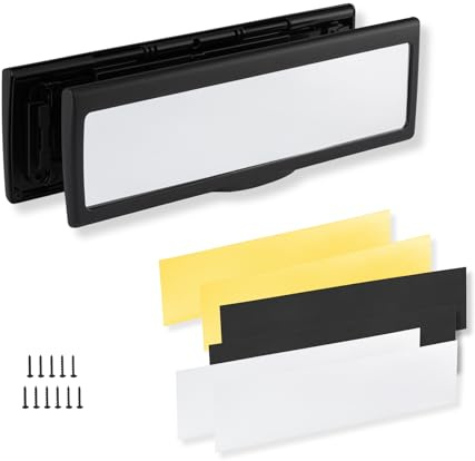 Adjustable Letterbox for Front Door, Universal Letter Box & Letterbox Flap Replacement for uPVC Doors | Door Letterbox with Interchangeable Brass, Chrome, Black & White Finishes