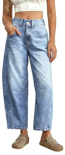 Celanisai Barrel Jeans Damen Baggy High Waist Denihose Y2k Jeanshose Wide Leg Stretch Damenjeans Cómodos de pierna ancha Jeanshosen Boyfriend Streetwear Lockere Hosen Denim Pants Casual Freizeithose