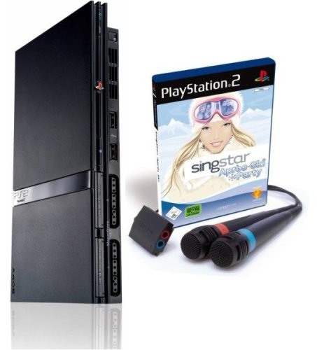 PlayStation 2 Konsole PS2 Black + SingStar Après-Ski Party (inkl. Mikrofone)
