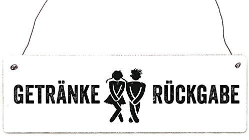 Schild Holzschild Shabby Vintage Türschild Getränkerückgabe Toilette Gäste WC Bad witzige Geschenkidee