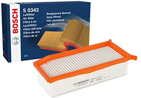 Bosch S0343 Car Air Filter - Separates Particles from the Air Intake - Moisture-resistant plus High Tensile Strength