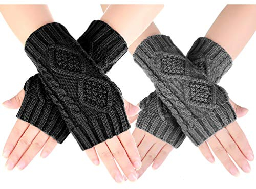 Novawo Women's Hand Crochet Winter Warm Fingerless Arm Warmers Gloves