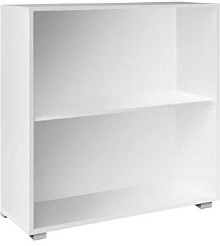 Casaria® Bücherregal 77x60x28cm Weiß Holz 2 Fächer Boden Höhenverstellbar Kippschutz Bücher Büro Wohnzimmer Standregal Regal