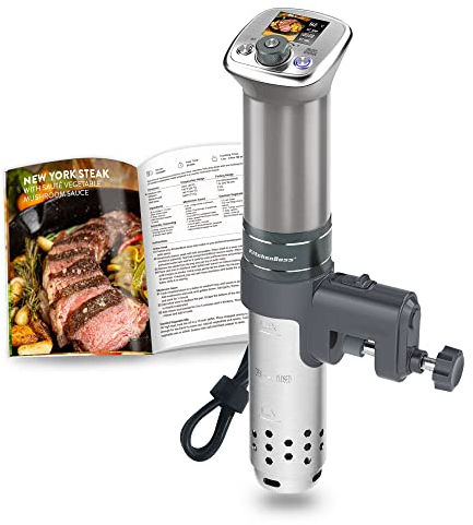 KitchenBoss Sous Vide Roner Cocina a baja temperatura 1100 W, IPX7 impermeable, de acero inoxidable