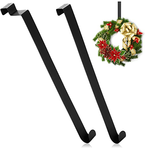 com-four® 2x Türhaken aus Edelstahl - 26 cm Haken für Türkränze und Dekoration - Aufhänger für Türen innen und außen - Kleiderhaken zum Einhängen