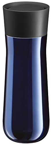 WMF Impulse Isolierbecher 350 ml, Thermobecher mit Automatikverschluss, 360°-Trinköffnung, hält Getränke 8h heiß/12h kalt, blau