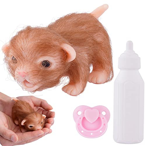 Jetcloud Silicone Puppy Doll Mini 4 Inch Soft Realistic Doggy Doll Cute Animal Toy with Feeding Bottle Nipple Preschool Educational Toy BPA-free Dog for Kids Toddlers Aged 3+ Gift Home Decor