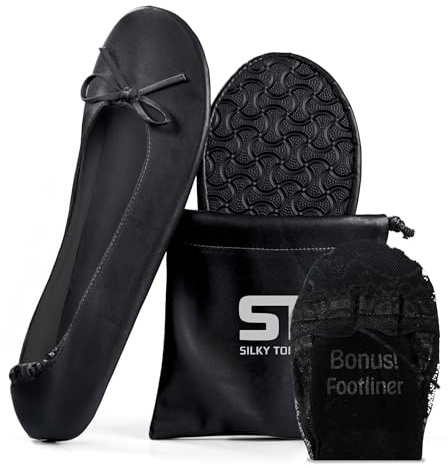 Silky Toes Foldable Flats for Women – Portable Ballet Shoes for Weddings, Parties, Events, Travel – Compact Purse Slippers (Small, Silver)