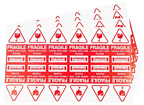 PACK4YA 480 × Vorsicht Zerbrechlich Aufkleber, 50 x 90 mm Verpackungsaufkleber Stark haftende Warnetiketten, Handle with Care, Fragile, Thank You Stickers Labels Moving Achtung Warnaufkleber UPWARD