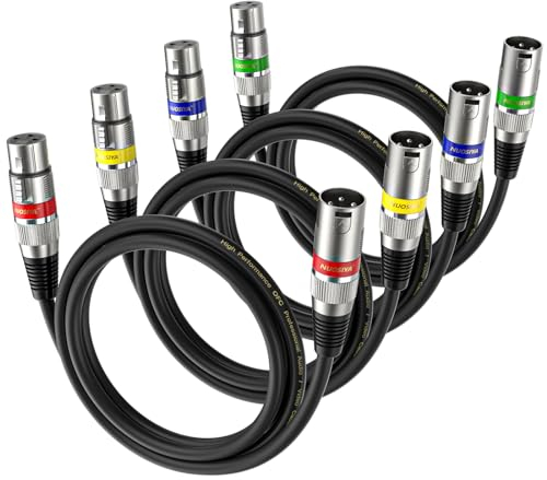 NUOSIYA Cable XLR de 1 m, 4 unidades, micrófono XLR simétrico, cable de extensión de audio, adaptador XLR macho a hembra para grabadora de estudio, micrófono, mezclador, sistema de altavoces