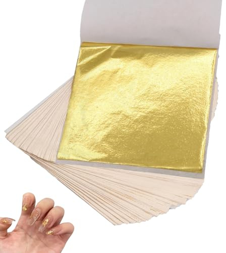 200 Gold Leaf Sheets for Crafts & DIY Projects, Artistic Decoration (Gold)