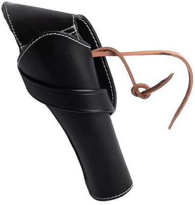Warreplica Vollnarbenleder-Crossdraw-Holster Kaliber .22, .38/.357 und .44/.45, Western-Holster, passend für Revolver mit Einer Länge von 4 bis 6 Zoll (Cross Draw Plain Black Rechtshänder)