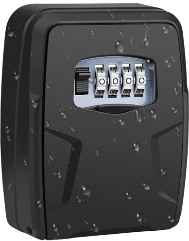 Diyife Schlüsseltresor Aussen, 4 Stellig Zahlencode Schlüsselbox mit Code, Wetterfest Schlüsselkasten zur Wandmontage, Robust, Sicher, Schlüsselsafe Schlüsselversteck für Hausschlüssel, Türkarte