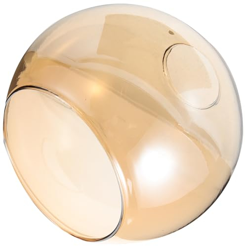 Holibanna Round Globe Shade, Glass Globe Lamp Shade Replacement, Clear Amber Glass Lamp Cover for Lighting Fixture, Pendant Light s Light Decor (Amber)