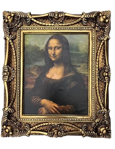Mona Lisa Bild mit Barock Rahmen Wandbild von Leonardo da Vinci 73x63 cm Kunstdrucke Gemälde Retro Repro Antik für Home Büro Praxis Café