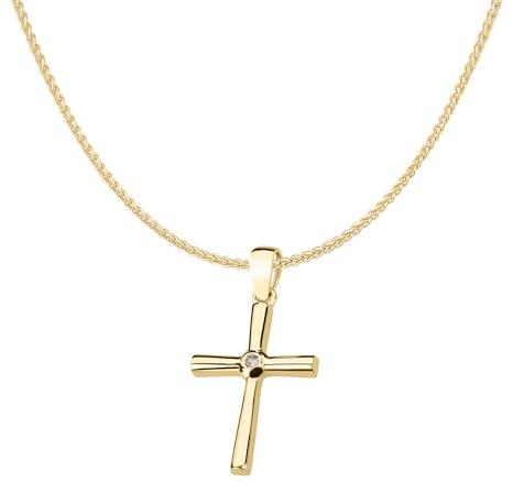 Ardeo Aurum Damen Schmuck-Set aus 333 Gold Gelbgold Kreuz Anhänger Zopfkette Länge 50 cm