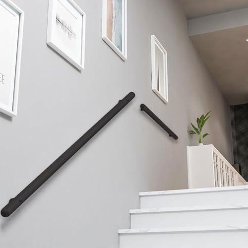 Pasamanos negro moderno para escaleras, pasamanos para escaleras interiores, montaje en pared, barandilla de barra de agarre antideslizante de 1 a 20 pies, barandilla de acero inox