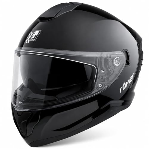 Römer Integralhjälm RR20171 – motorcykelhjälm med solvisir, svart glänsande, storlek XS-XXL