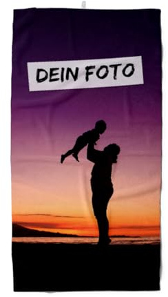 Strandtuch mit Foto - personalisiertes Fotostrandtuch - Badetuch mit eigenem Bild - Foto-Badetuch selbst gestalten - 1 Foto