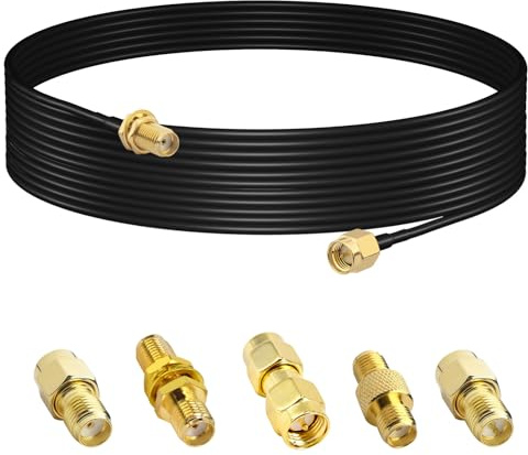 YILIANDUO Câble d'extension antenne SMA mâle vers femelle RG174 10m | Cable Coaxial RG174 + 5 Pièces Adaptateur Coaxial RF SMA/RPSMA Pour GPS, radio, caméras, routeurs, IoT et sans fil.