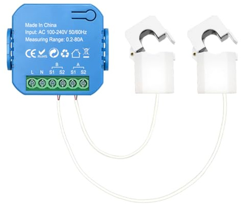 Tuya Smart Misuratore di Energia WiFi 2 vie Bidirezionale 1/2 Canale con Pinza App Monitor Energia Solare Prodotto e Consumato 2CT