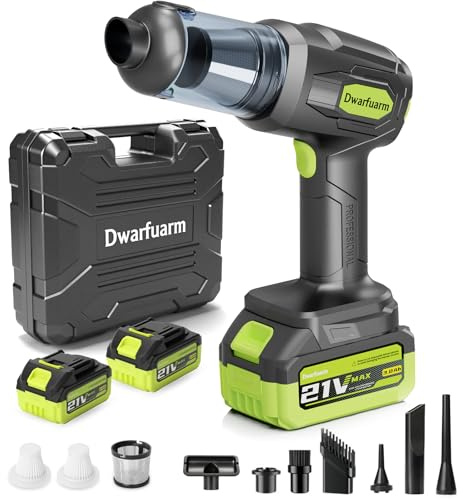 Dwarfuarm Aspirapolvere Senza Fili, 20000Pa 6-in-1 Aspirapolvere Auto, Aspirapolvere Portatile con Contenitore Portaoggetti, Pulizia di Peli di Animali, Ufficio e Casa (Black)