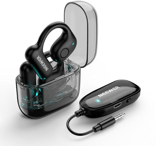 NEEWER EB01 Auricolari OWS Dongle Wireless 2.4G con Monitoraggio in Tempo Reale a Latenza Zero Antirumore Traccia Mono Portata 30m 24H per Jack Monitor TRS 3.5mm/Mic Lav Wireless/TV/Telefono/Laptop/PC