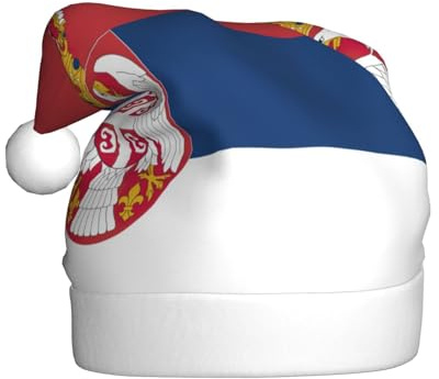 CHAbu Weihnachtsmütze für Erwachsene, Motiv: Flagge Serbiens, Plüsch, Weihnachtsdekoration, weich, bequem, Neujahr, Party, festlich, Unisex