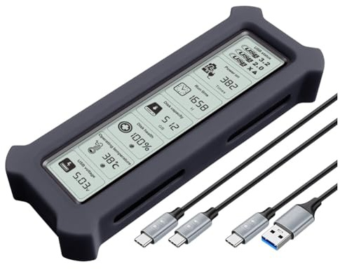 Xnuiasqe Per NVME SSD Contenitore M. 2 Protocollo Doppio con Schema di Visualizzazione Adattatore di Tipo C USB per NVME SSD Box A