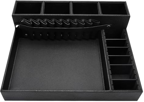 Teruyol Barber Clippers Tray Hairdressing Combs Clips Scissors Holder PU Leather Stylist Tool Box Stylist Detachable Organizer, Large