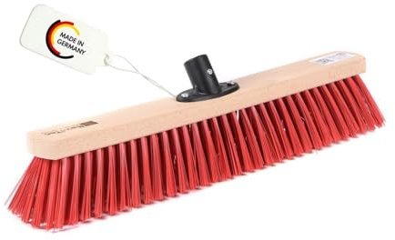 BawiTec Straßenbesen mit Elaston-Eralon-Kunststoff-Borsten rot, 40cm Breit/Lang, QuickFix-Stielhalterung, Besen ohne Stiel Besenstiel, Kehrbesen für draussen, Gartenbesen, Hofbesen (40cm)
