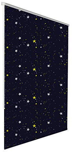 Klemmfix Verdunkelungsrollo für innen ohne Bohren :: Rollos für Fenster, blickdicht und lichtundurchlässig 100x150 cm Sterne