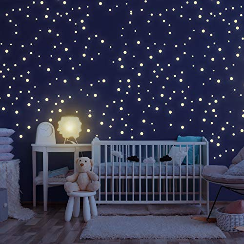Leuchtsterne Kinderzimmer [400 Stück] selbstklebend für Wand & Decke | leuchtende Sterne, Sternenhimmel Aufkleber, Leuchtsticker, fluoreszierend, einfach anzubringen