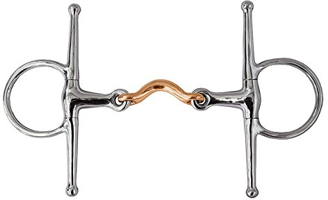 German Riding Schenkeltrense Edelstahl, doppelt gebrochen, Mundstück aus Kupfer 15,5 cm