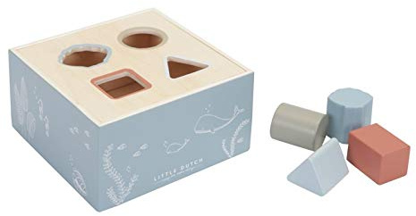 Little Dutch 7023 Holz Steckspiel Sortierspiel mit 4 Formen - Ocean blau
