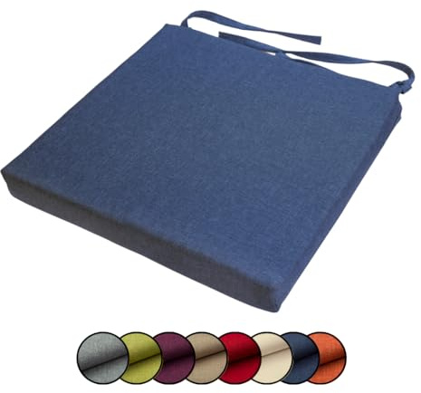 chilly pilley Stuhlkissen Gartenkissen Gartenstühle Stuhlauflage Stuhlpolster Sitzkissen Abnembar Bezug Mit Reißverschluss Auflage Set Garten Kissen (40x40x5, Blau)