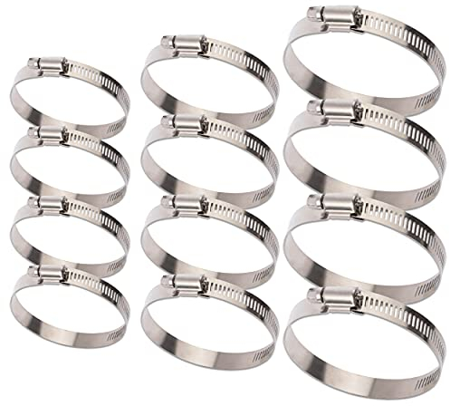 BESTYCHAO Fascette per tubi flessibili in acciaio inox a vite senza fine, morsetti per canalizzazione regolabili 27-51 mm 52-76 mm 78-102 mm(Argento)