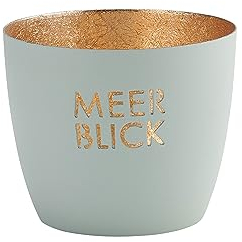 Gift Company [MM [W] Madras, Windlicht, M, Meerblick, Pastellblau/Gold