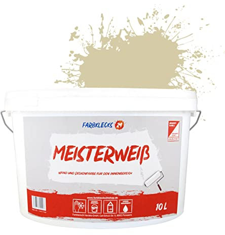Farbklecks24 Meisterweiß Color, Wandfarbe Beige 1-3 (10L),(versch. Farben),hohe Deckkraft