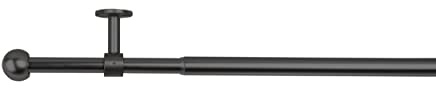 ondeco Gardinenstange 2 in 1 | Ausziehbar | Wand- & Deckenmontage | Verstellbar 5-8 cm | Stabil für schwere Vorhänge | 19 mm Ø | Schwarz oder Edelstahl Schwarz 120-210 cm