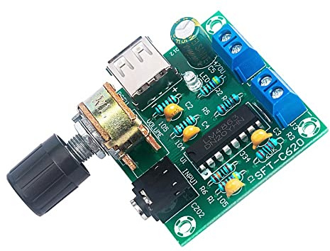 LM4863 - Scheda di amplificazione digitale, 5 W x 2, modulo amplificatore audio stereo doppio canale USB 5 V classe AB lettore per altoparlanti fai da te