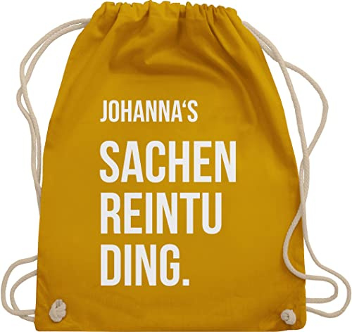 Turnbeutel Rucksack - Taschen - Damen - Sachenreintuding mit Name personalisiert I Sachen Reintu Ding Name | Stoffbeutel mit Spruch - Unisize - Senfgelb - personalisierter sportbeutel